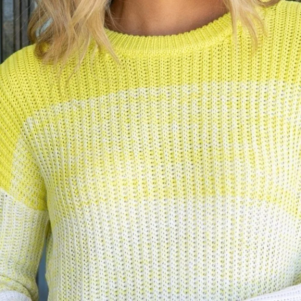DON'T OVERTHINK IT SWEATER Top - YELLOW OMBRE - Picture 6 of 12